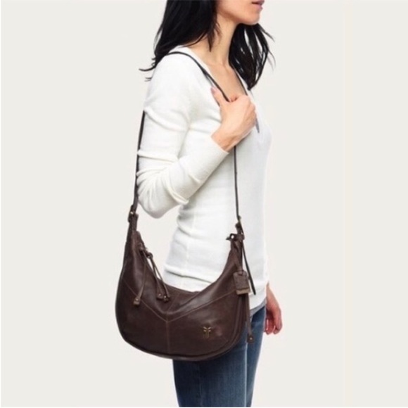 Frye Handbags - Frye Belle Bohemian Leather Crescent Crossbody Bag